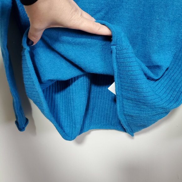 CYNTHIA ROWLEY Merino Wool Knit Turtleneck Sweater Lightweight Blue Women's XS - Picture 7 of 11